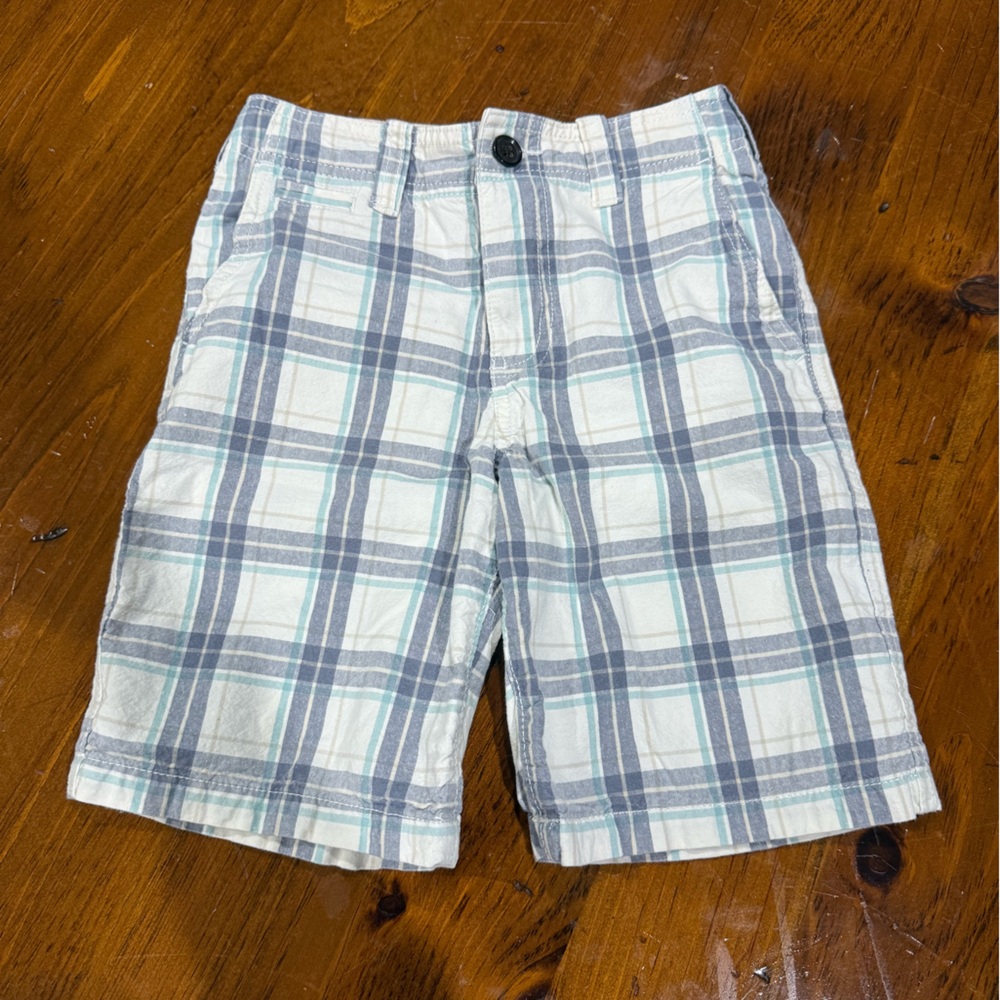 Kids Plaid Shorts in Gray and White